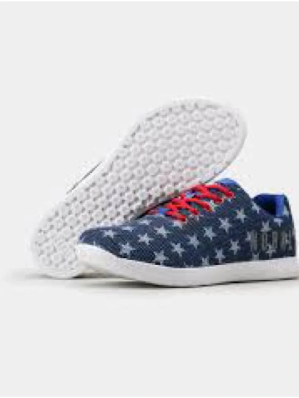 NOBULL Flag Trainer Women 7.5 Blue White Star Patriotic Athletic Shoe